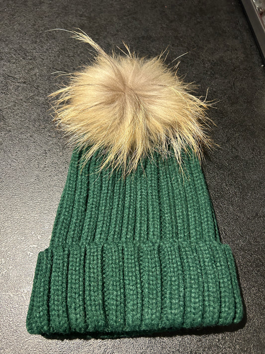 Pom pom hat green