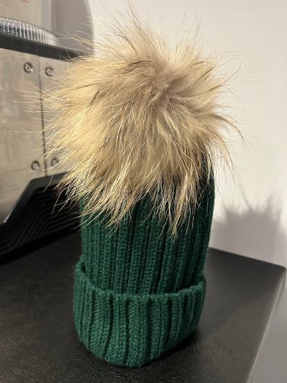 Pom pom hat green